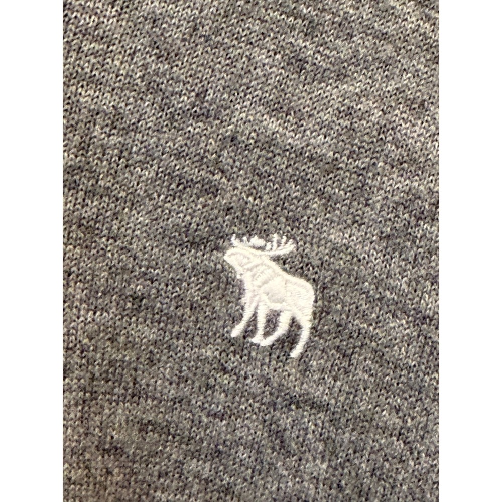 Abercrombie & Fitch Mens Grey Wool Cotton Blend V-Neck Logo Sweater Large - Picture 3 of 7